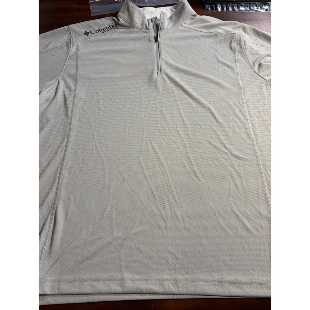 Columbia PFG Mens Large Gray Quarter Zip Pullover Mesh Fishing Shirt Long Sleeve